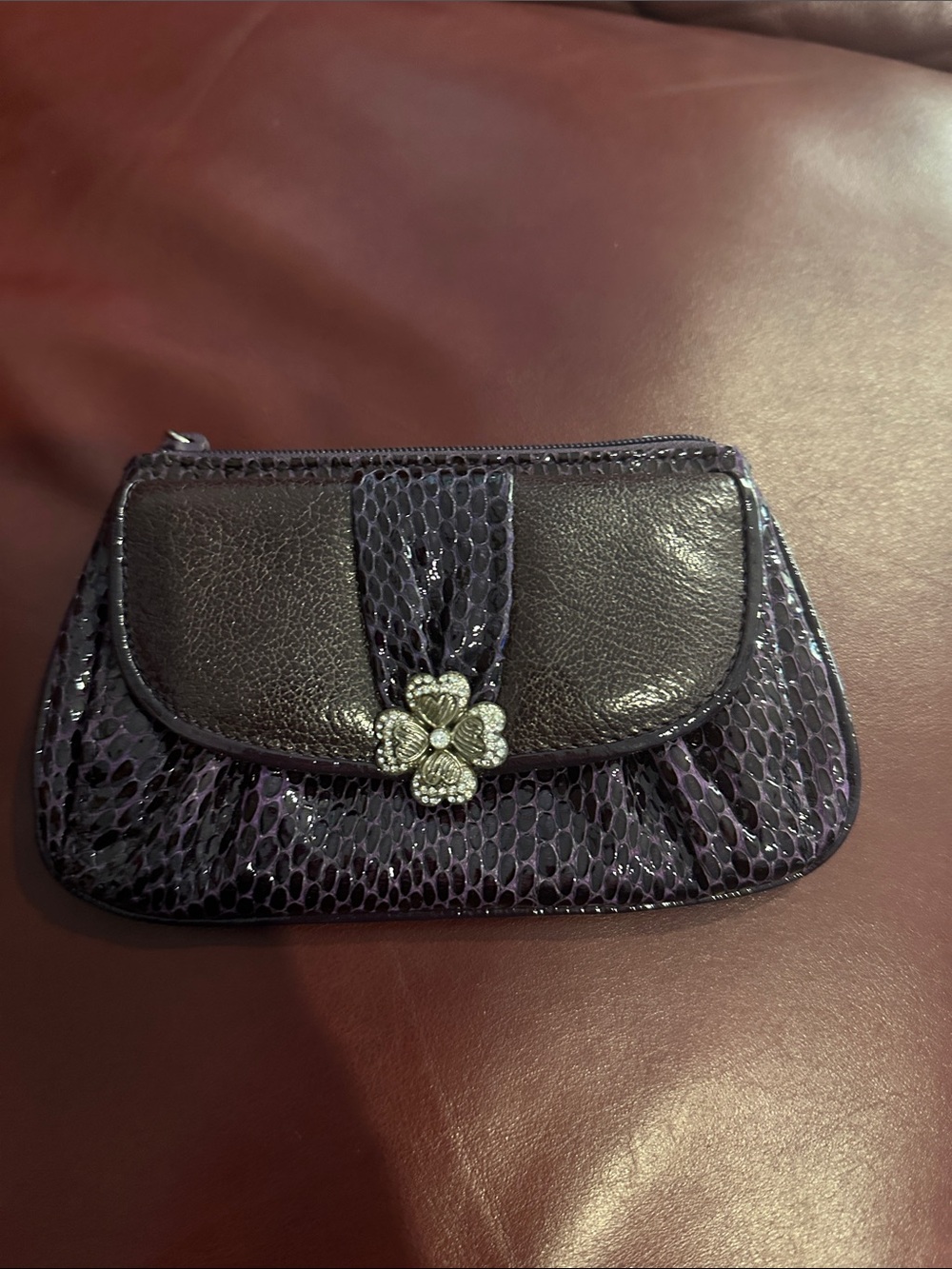 Vintage Brighton Women's Clutch with Floral Emblem